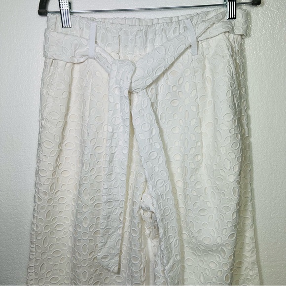 J.Crew Tie-waist eyelet pant white size 4 great condition - Picture 2 of 7